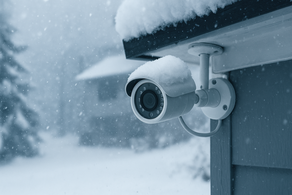 valvontakamera ulkona talvisissa olosuhteissa