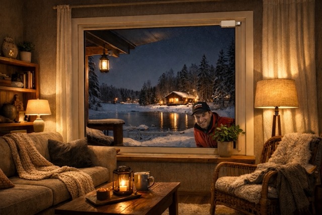 sector alarmin myyjä kurkkaa ikkunasta