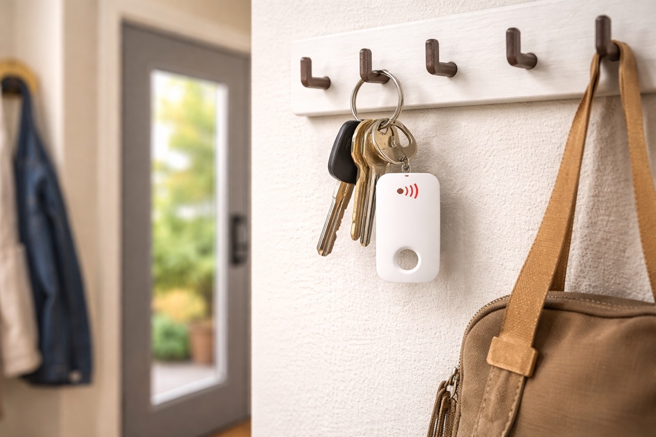 sector alarm avaimenperätunnistin avaimissa ja avaimet naulakossa