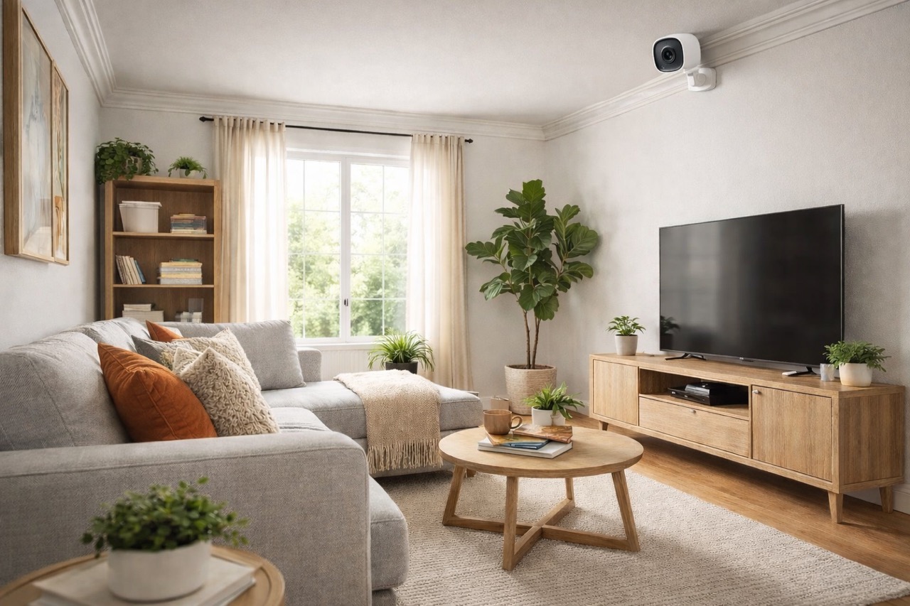 sector alarm kamera olohuoneessa