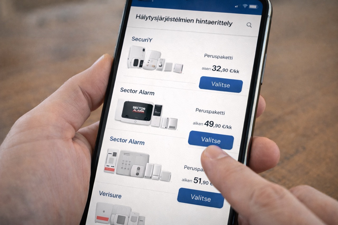 Sector alarm hinta puhelimen näytöllä