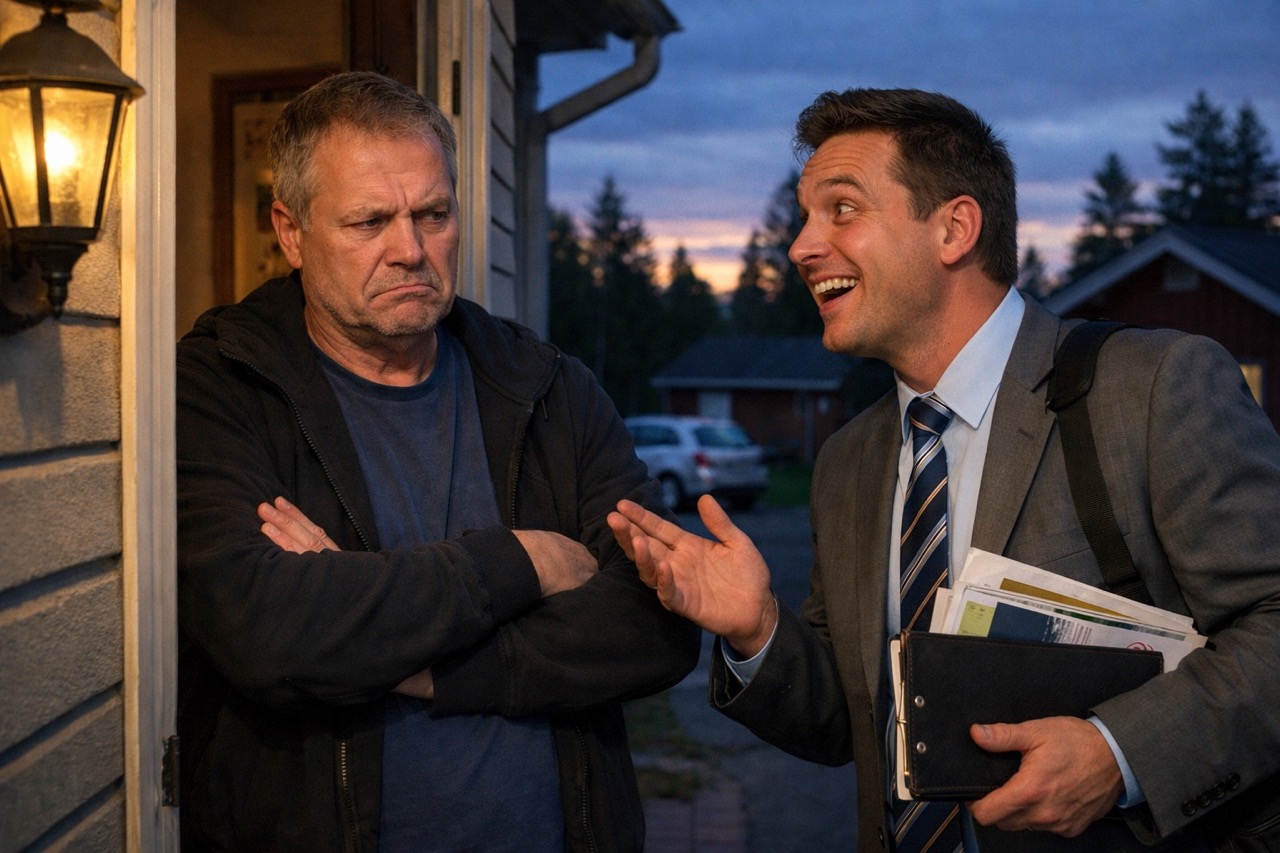 sector alarm ovelta ovelle myyjä miehen kotiovella