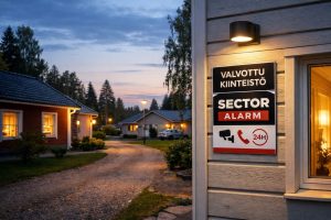 sector alarm kyltti seinässä